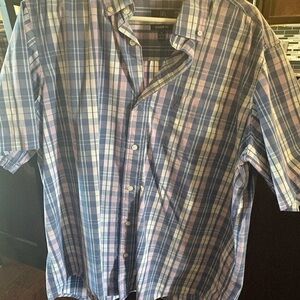 George Men's Blue and Pink Plaid Button Down Shirt